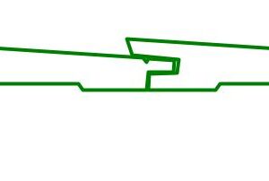 Diagramm eines ineinandergreifenden Profils in grün neben dem Logo von Veith Handel GmbH Holz mit einem stilisierten Baum.