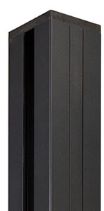 Ein schwarzer Metallpfosten mit quadratischem Querschnitt und glatten, geraden Kanten.