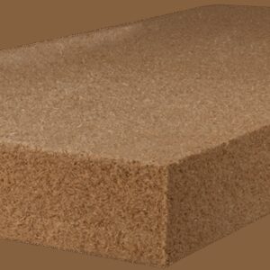 Eine rechteckige Isolierplatte aus braunem Material auf einem weißen Hintergrund.