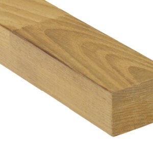 Ein rechteckiger Holzbalken mit glatter Oberfläche und sichtbarer Maserung.